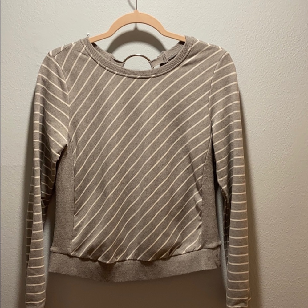 Gray and white stripe long sleeve